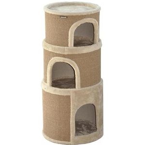 nanook Krabton, hoogte 89 cm, 3-delig, speelton voor katten, 3 niveaus, krabpaal, krabtoren van sisal, bruin/beige