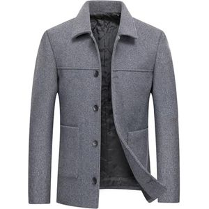Heren Overhemdjack Wolmix Single Breathe Outwear Business Casual Wollen Jassen Met Gewatteerde Winterwarme Overjas (Color : Greyy, Size : XL)