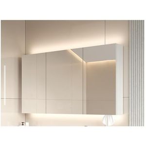 Badkamer aan de muur gemonteerde spiegelkast Wit, spiegelkast met 2 deuren, slimme badkamerspiegelkast, met licht en ontwaseming badkamerspiegel met opbergrek(Color:B,Size:W60*H70cm/W23.6*H27.6in)