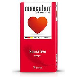 Masculan Sensitive (Type 1 - gevoelig), gevoelige condooms - roze gekleurd en extra dunne wanddikte, 1 x 10 stuks