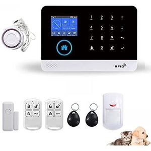 Huisbeveiligingssysteem TUYA Draadloos GSM Home Security Alarmsysteem Met Pet-Proof PIR Bewegingssensor Detector Compatibel Verbeter uw bescherming (Color : A, Size : Universal)