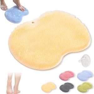 Rufenpurify Siliconen douchevoetschrobbermat, Solespa handsfree siliconen voetschrobbermat, Shopellox voetschrobbers met antislip zuignappen en afvoergaten, gemakkelijk schoon te maken (1 stuk geel)