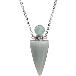 Spiritual Divination Pendulum For Dowsing Women Crystal Quartz Perfume Bottle Pendant Necklace Reiki Chakra (Color : Adventurine Silver)
