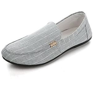 Heren Loafers Schoenen Venetiaanse Loafers Eenvoudige Stof Lichtgewicht Antislip Flexibel Buiten Prom Slip On(Grey,43 EU)