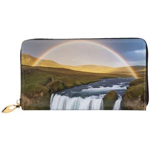 KARFPP Waterval en regenboog print premium rechthoekige portemonnee - luxe, modieus en functioneel - cadeau voor elke gelegenheid, Waterval en regenboog, Eén maat