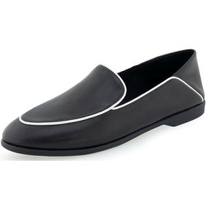 Aerosoles Bay Loafer voor dames, plat, zwart leer, 4 UK, Zwart leder, 37 EU