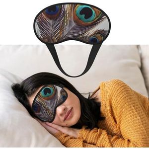 Pauwenveren, oogmasker om te slapen, zacht satijnen slaapschaduwbedekking, blinddoek met elastische band, reizen, dutje, verduisterende oogschaduwhoes voor vrouwen en mannen