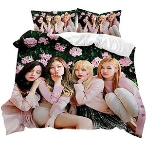 3D digitale print dekbedovertrek enkele maat Blackpink, beddengoed met ritssluiting met 2 kussenslopen 50x75cm dekbedovertrek eenpersoonsbed ultra zachte hypoallergene microfiber quilt dekking