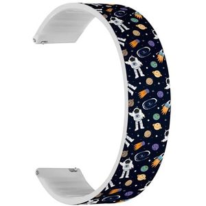 RYANUKA Solo Loop Strap Compatibel met Amazfit Bip 3, Bip 3 Pro, Bip U Pro, Bip, Bip Lite, Bip S, Bip S lite, Bip U (Astronaut Planeten) Quick-Release 20 mm rekbare siliconen band band accessoire,