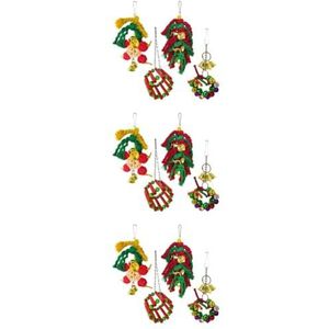 Housoutil 12 Stuks vogelkooi speelgoed parkieten speelgoed papegaaienbijtspeeltje kerstman speelgoed dradel speelgoed- vogelbijtspeeltje hangend papegaaienspeelgoed beet de schommel Houten