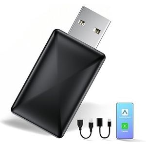 Good Nook, Carplay & Android Auto Draadloze 2-in-1 adapter, converteert Android Auto/Carplay bedraad naar draadloos voor auto's met AA & Carplay, USB C/A, zwart. Neemt geen ruimte in beslag. (3,5 cm)