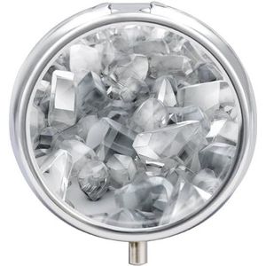 Wit en Zilvergrijs Pillendoosje 3 Compartiment Reizen Pil Organizer 3 keer per dag Leuke Mini Pil Case voor Portemonnee & Pocket Draagbare Metalen Geneeskunde Doos met Spiegel Ronde Dagelijkse