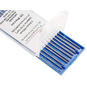 TEN-HIGH TIG-lassen Wolfraamelektroden 2% lanthaan, WL20 (blauw), 10 stuks per verpakking (diameter 2,4 mm × L 175 mm