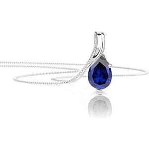 Orovi dames. 9 k (375) 9 karaats, (375) witgoud Tropfenschliff Saffier