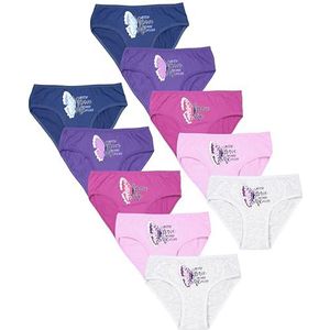 TupTam Meisjes Onderbroeken Set van 10, Slips/Vlinder Roze Paars Grijs Donkerblauw, 140-146