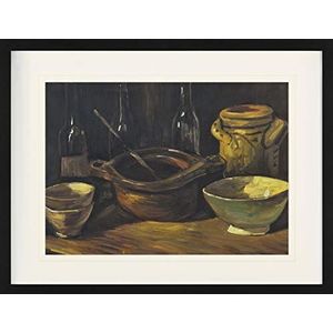 1art1 Vincent Van Gogh Poster Still Life With Earthenware And Bottles, 1884/85 Ingelijste Foto Met Passepartout | Muur Foto's | In Een Fotolijstje 80x60 cm