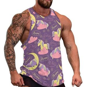 Sleeping Unicorn heren tanktop grafische mouwloze bodybuilding T-shirts casual strand T-shirt grappige gym spier