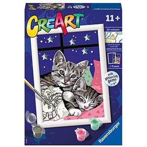 Ravensburger - CreArt E-serie: schattige kittens, schilderen op nummer, bevat een voorbedrukt bord, kwast, kleuren en accessoires, creatief spel voor kinderen vanaf 11 jaar