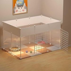 Huisdier， Kattenverblijf - Kattenverblijf - Kattenhek - Frettenhek - Kleine hondenkooien - Kattenbedden for binnen - Afneembare metalen kattenkooien - Fa(111x75x65cm(A))