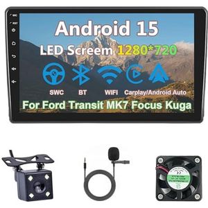 Draadloze Autoradio Android 15 voor Ford Transit MK7 Focus Kuga met draadloze carplay en Android Auto Bluetooth USB Wifi 4G GPS Navigatie(S-3(4G+32G))