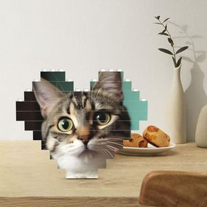 Bouwsteenpuzzel hartvormige bouwstenen een nieuwsgierige kat puzzels blokpuzzel voor volwassenen 3D micro bouwstenen voor huisdecoratie bakstenen set