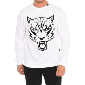 Plein Sport FIPSG604 Sweatshirt voor heren met lange mouwen en ronde hals, Wit, XXL