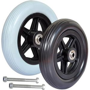 met rubberen rolstoelwielen, Pakket van 2 vervangende zwenkwielen in meerdere kleuren, 6-8 inch, for rolstoelen, rollators en trolleys(Gris,7in/17cm)