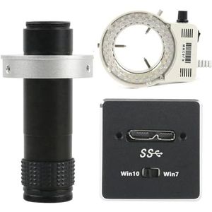 Hoge snelheid Micro USB 3.0 USB3.0 5MP industriële CMOS microscoopcamera elektronische digitale oculair mini C-mount videocamera(130x lens with Light)
