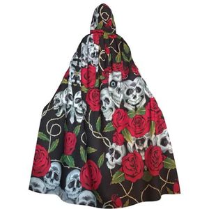 NEZIH Rose Skull Eyes Hooded Mantel Voor Volwassenen, Carnaval Heks Cosplay Gewaad Kostuum, Carnaval Feestbenodigdheden, 190cm