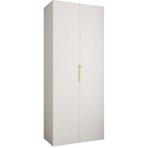 MEBLE KRYSPOL COMO 4 Kast met 2 Deuren - Kledingkast - Opbergkast voor Slaapkamer, Tienerkamer, Kinderkamer - 245,5x100x40cm - Wit, Goud