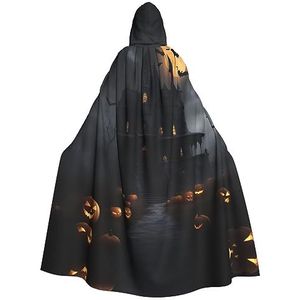 Bxzpzplj Halloween gothic-print mystieke mantel met capuchon voor mannen en vrouwen, Halloween, cosplay en carnaval, 185 cm