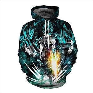 Romon Men's Hoodie Anime pattern 3D digital printing Sweatshirt Fashion Lovers Hooded Sportswear Plus Size Casual Pullover Unise-Lightsaber goku_S