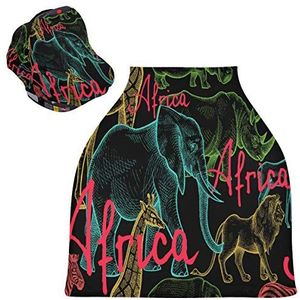 Afrika Blauwe Olifant Stretchy Baby Auto Stoelhoes, Luifel Verpleging Covers, Zacht Ademend Winddicht Sjaal Wisselpad voor Winter Baby Borstvoeding Jongens