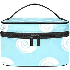 witte zee slakken make-up organizer tas, reizen make-up tas organizer case draagbare cosmetische tas voor vrouwen en meisjes toiletartikelen, Meerkleurig, 22.5x15x13.8cm/8.9x5.9x5.4in