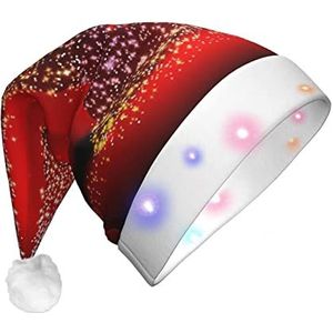 EVANEM Kerstman hoed met LED-verlichting kerstboom glinsterende kerstmuts voor volwassenen oplichten Xmas hoeden pluche kerstmuts