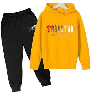 YOUPO Trapstar trainingspakken for kinderen, herfst/winter Trapstar bedrukte hoodie en joggingbroek 2-delige kledingsets sportkleding (Color : O, Grootte : 100)