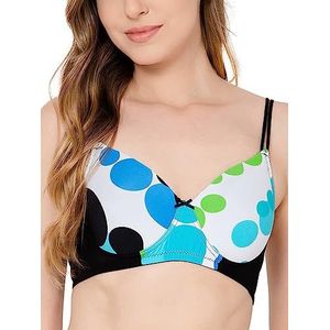 Clovia Damesbeha van bedrukt polyamide gevoerd met volle cups zonder beugel - wit, Meerkleurig, 75B