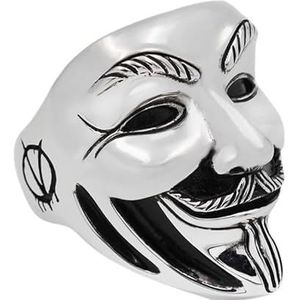 CoopO Herenringen sieraden V als Vendetta maskerring accessoires geschenken voor liefhebbers, 8, Agaat