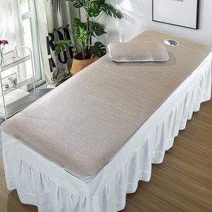 Koffie,185 * 70cm(S),LDLCYCN Verkoelende Matras Tafel Matrasbeschermer Met Elastische Band Dunne Massage Bed Topper Massage Bed Hoes SPA Behandeling Bank Spa Bed Hoes Met Gezichtsgat