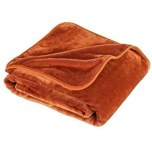 Moon - Knuffeldeken Cashmere Feeling - van gerecyclede materialen - woondeken ca. 150 x 200 cm - extra zware kwaliteit ca. 500 g/m² - roest