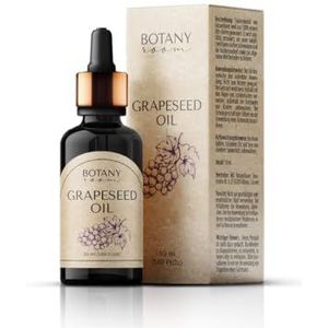 Druivenpitolie, biologische huidolie, 50 ml, 100% zuiver, koudgeperst, verzorging voor gezicht, lichaam, haar, voor droge en gevoelige huid, premium kwaliteit BotanyRoom®