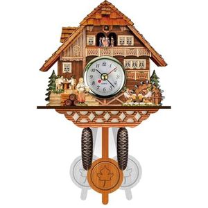 Traditionele Houten Koekoeksklok, Kwarts Koekoeksklok, Koekoek-Wandklok, Moderne Koekoeksklok met Pendel, voor Woonkamer Kinderkamer Keuken Kantoor Home Decor