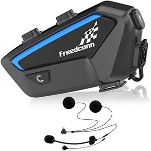 FreedConn FX 10 motorrijders, bluetooth headset met muziek delen, helm, bluetooth-intercom met ruisonderdrukking/FM-radio, IP67/ultradunne behuizing, universele communicatiesystemen voor motorfiets