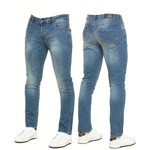 989Zé ENZO Heren Jeans Stretch Skinny Slim Fit Denim Broek Broek EZ325 Alle Taille Maten, Lichtblauw, 38W / 30L