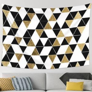 OPSREY Mode Moderne Zwart Wit Goud Driehoeken Gedrukt Tapestry Muur opknoping Muur decor Esthetisch tapijt 229 * 152 cm