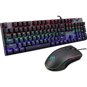 L300 Mechanische Toetsenbord en A867 muis Bedrade Gaming Toetsenbord RGB Mix Backlit 104 Blauw Schakelaar Voor Game Laptop PC