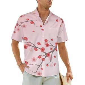 Kersenbloesem herenshirt met korte mouwen, strandshirt, Hawaïaans shirt, casual zomershirt, 4XL