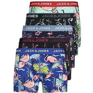 JACK & JONES 12204864 Boxershorts voor heren, set van 5 stuks, wit, zwart, blauw, grijs, trunks, L