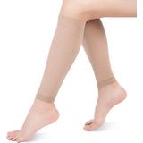 Kuitcompressiekousen, voetloze compressiekousen voor mannen en vrouwen, 20-30 mmHg Kuitcompressiemouw voor shin splint, spatader, oedeem (beige, XL)