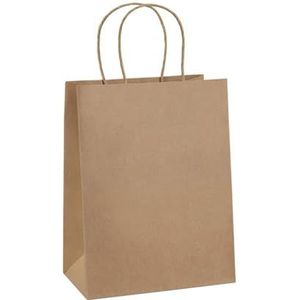25/50Pcs Bruin Kraftpapier Geschenkzakken Met Handvat Voor Bruiloft Verjaardagsfeestje Gunst Tas Boodschappentassen Voor Kleine Zaken Boodschappen (Bruin, 50 STKS_26X12X33CM)